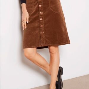 Brown Corduroy Button-Front Skirt